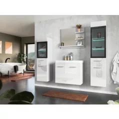   Laurine fürdőszobai magas szekrény II.  magasfényű Fehér színben (133 cm)