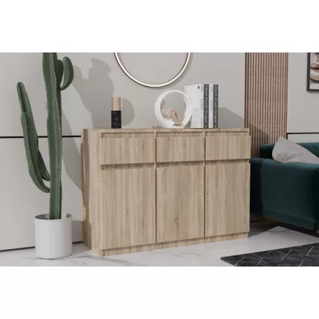 Merg 3S3F 3 ajtós - 3 fiókos komód sonoma színben