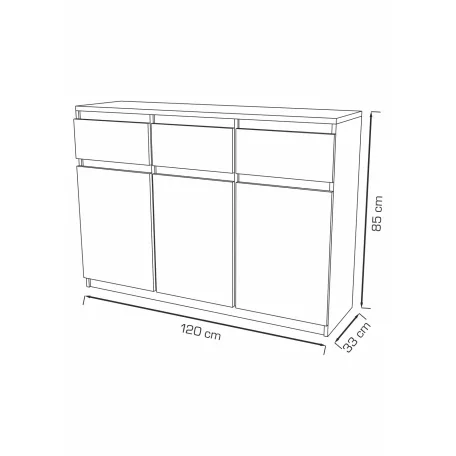 Merg 3S3F 3 ajtós - 3 fiókos komód sonoma színben