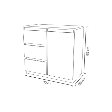 Merg 3S1F 1 ajtós - 3 fiókos komód fehér színben