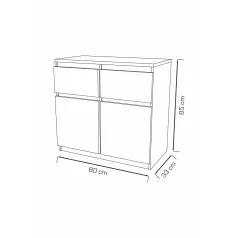 Merg 2S2F 2 ajtós - 2 fiókos komód fehér színben