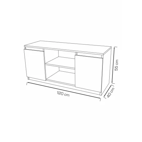 Merg 2 ajtós - 2 polcos TV szekrény fehér színben