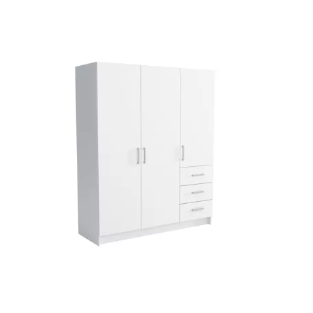 Pino IV. akasztós, polcos, fiókos gardróbszekrény 144 cm fehér színben