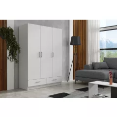   Pino V. akasztós, polcos, fiókos gardróbszekrény 144 cm fehér színben