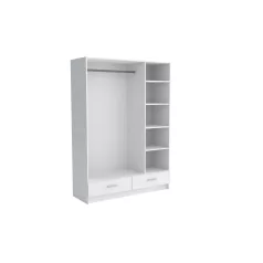   Pino V. akasztós, polcos, fiókos gardróbszekrény 144 cm fehér színben