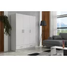 Pino V. akasztós, polcos, fiókos gardróbszekrény 144 cm fehér színben