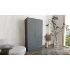 Pino III. akasztós, polcos, fiókos gardróbszekrény 96 cm szürke színben