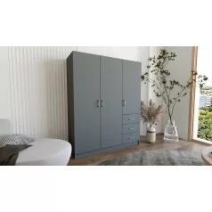   Pino IV. akasztós, polcos, fiókos gardróbszekrény 144 cm szürke színben