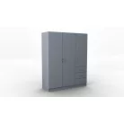 Pino IV. akasztós, polcos, fiókos gardróbszekrény 144 cm szürke színben