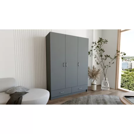 Pino V. akasztós, polcos, fiókos gardróbszekrény 144 cm szürke színben