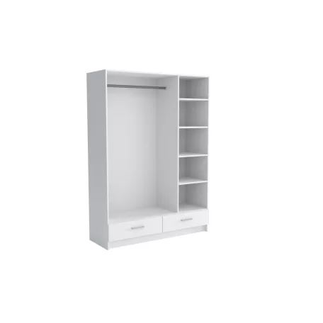 Pino V. akasztós, polcos, fiókos gardróbszekrény 144 cm szürke színben