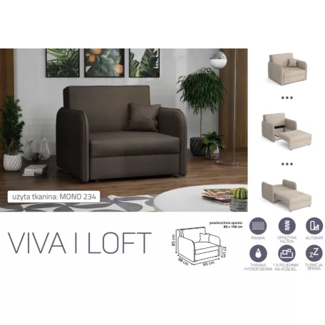 VIVA LOFT I. előre nyíló rugós fotelágy Mono 234 színben