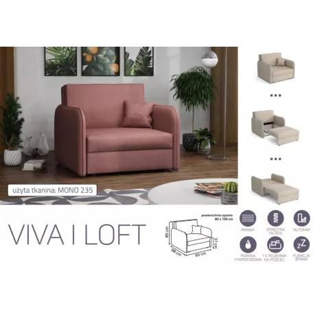VIVA LOFT I. előre nyíló rugós fotelágy Mono 235 színben