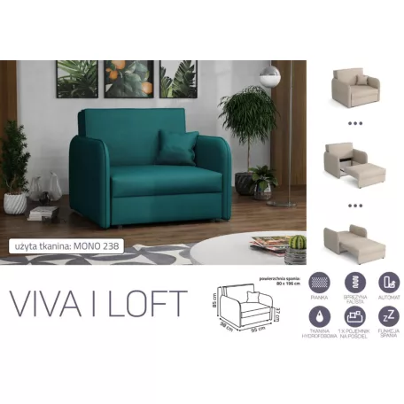 VIVA LOFT I. előre nyíló rugós fotelágy Mono 238 színben