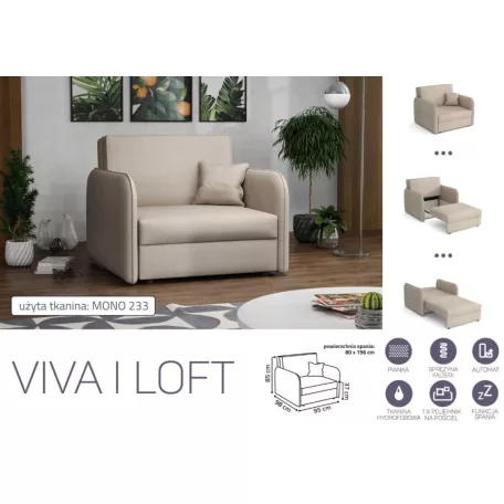 VIVA LOFT I. előre nyíló rugós fotelágy Mono 233 színben