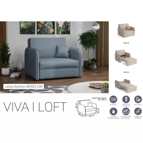 VIVA LOFT I. előre nyíló rugós fotelágy Mono 239 színben