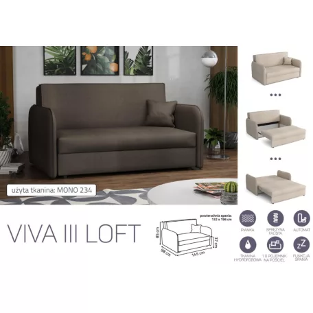VIVA LOFT III. előre nyíló rugós kanapé Mono 234 színben