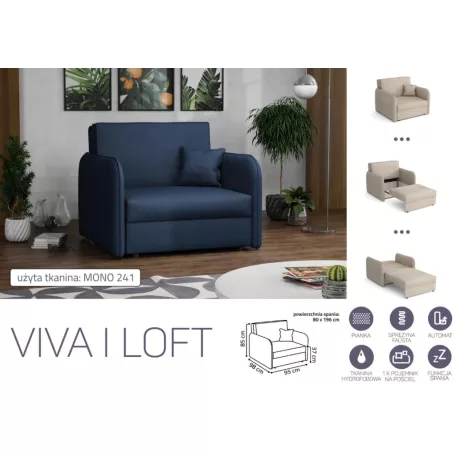VIVA LOFT I. előre nyíló rugós fotelágy Mono 241 színben