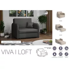  VIVA LOFT I. előre nyíló rugós fotelágy Mono 247 színben