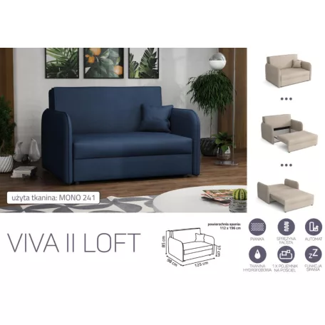 VIVA LOFT II. előre nyíló rugós kanapé Mono 241 színben