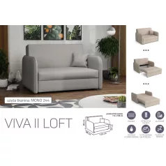   VIVA LOFT II. előre nyíló rugós kanapé Mono 244 színben