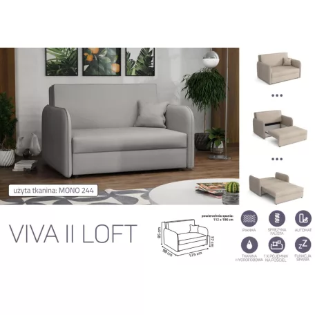 VIVA LOFT II. előre nyíló rugós kanapé Mono 244 színben