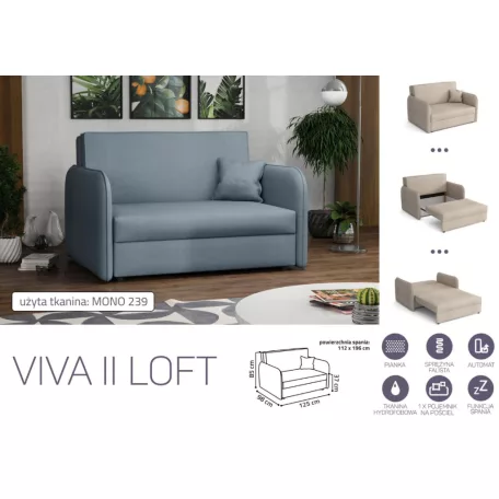VIVA LOFT II. előre nyíló rugós kanapé Mono 239 színben