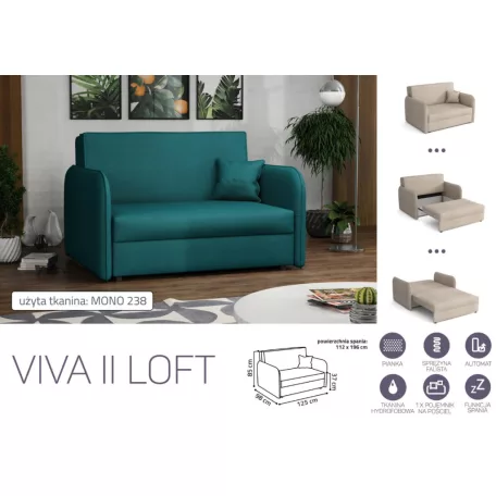VIVA LOFT II. előre nyíló rugós kanapé Mono 238 színben