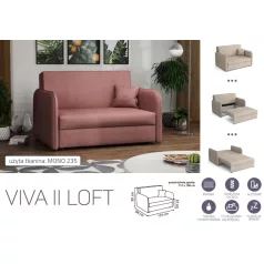   VIVA LOFT II. előre nyíló rugós kanapé Mono 235 színben