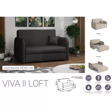 VIVA LOFT II. előre nyíló rugós kanapé Mono 248 színben