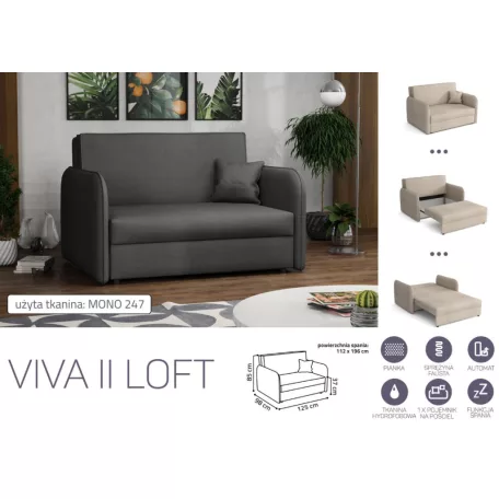 VIVA LOFT II. előre nyíló rugós kanapé Mono 247 színben