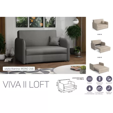 VIVA LOFT II. előre nyíló rugós kanapé Mono 246 színben