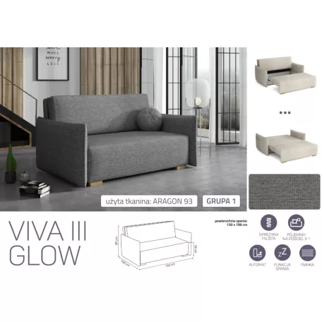 VIVA Glow III. előre nyíló fotel Aragon 93 színben