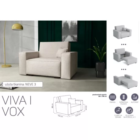 VIVA Vox I. előre nyíló fotel Neve 3 színben