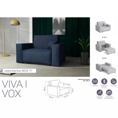 VIVA Vox I. előre nyíló fotel Neve 77 színben