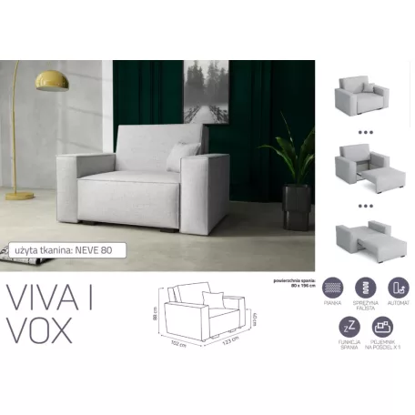 VIVA Vox I. előre nyíló fotel Neve 80 színben