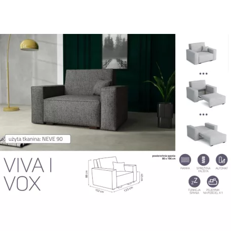 VIVA Vox I. előre nyíló fotel Neve 90 színben