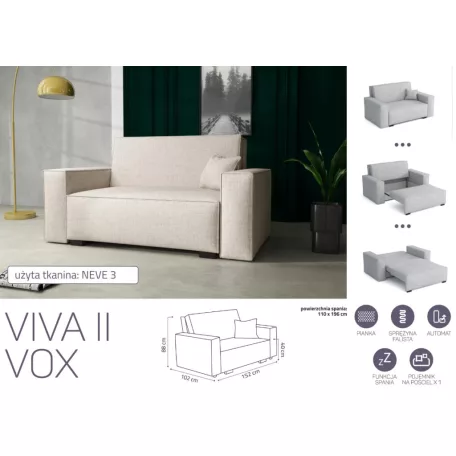 VIVA Vox II. előre nyíló kanapé Neve 3 színben