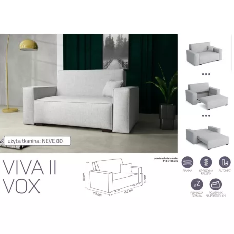 VIVA Vox II. előre nyíló kanapé Neve 80 színben