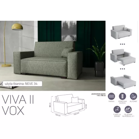 VIVA Vox II. előre nyíló kanapé Neve 34 színben