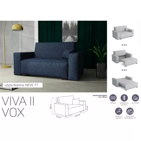 VIVA Vox II. előre nyíló kanapé Neve 77 színben