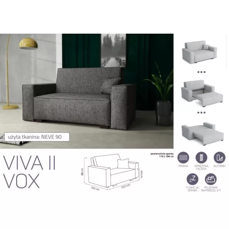 VIVA Vox II. előre nyíló kanapé Neve 90 színben