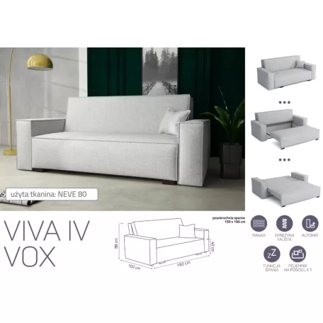 VIVA Vox IV. előre nyíló kanapé Neve 80 színben