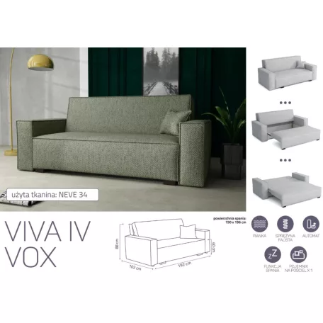 VIVA Vox IV. előre nyíló kanapé Neve 34 színben