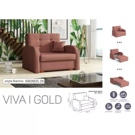 VIVA Gold I. előre nyíló fotelágy Kronos 29 színben