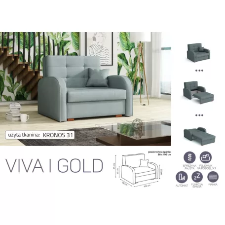VIVA Gold I. előre nyíló fotelágy Kronos 31 színben