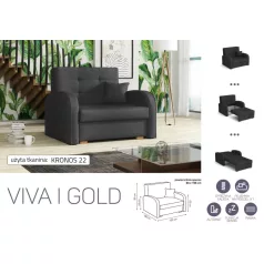 VIVA Gold I. előre nyíló fotelágy Kronos 22 színben