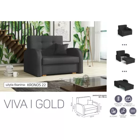 VIVA Gold I. előre nyíló fotelágy Kronos 22 színben