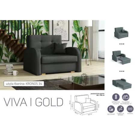 VIVA Gold I. előre nyíló fotelágy Kronos 34 színben