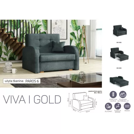 VIVA Gold I. előre nyíló fotelágy Paros 6 színben